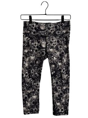 Lululemon Wunder Under Crop Flowabunga Floral Black White Size 6